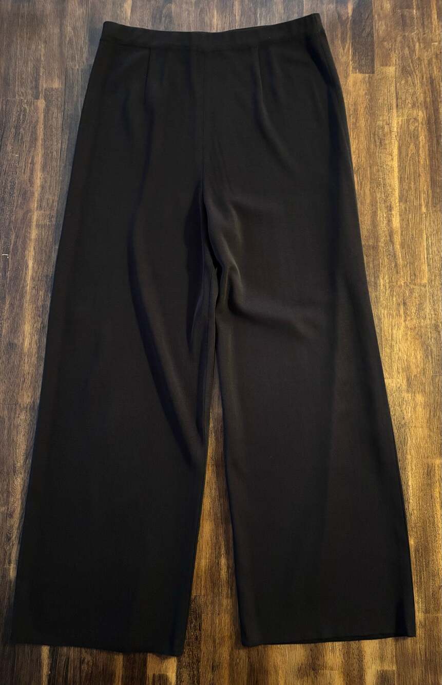 Misook Women’s XL 33 x 30 Pants Pull On Trouser Straight Wide Leg Knit High Rise